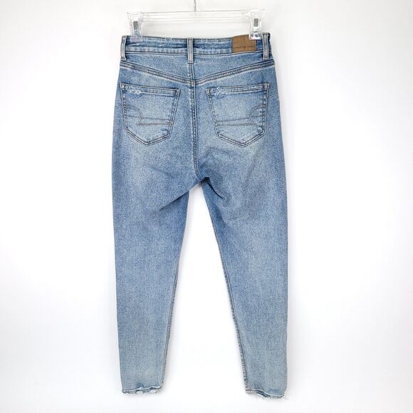 American Eagle Jeans Womens 00 Mom Stretch Distressed Light Mid Skinny Denim - Picture 2 of 9